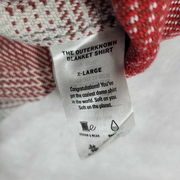 Outerknown Blanket Shirt Men's XL Red White Blue Plaid Flannel Heavy NWT - Picture 8 of 9
